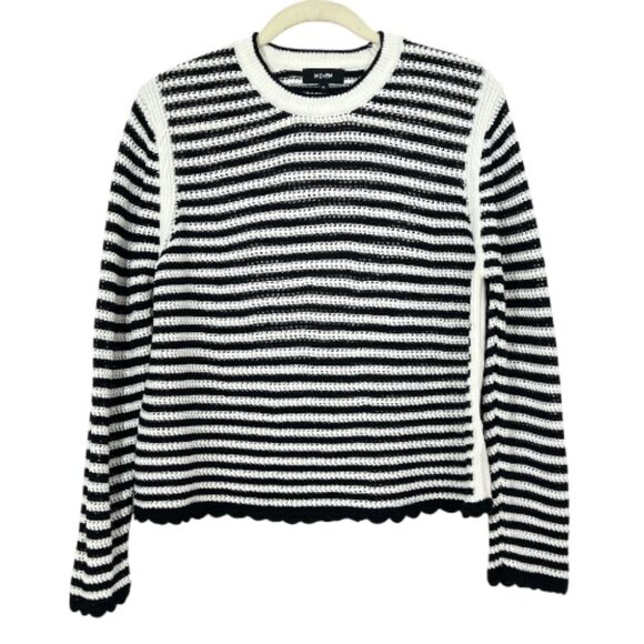 ME+EM Stripe Crochet Sweater Top Black / White Medium Pre-Loved - Picture 1 of 4